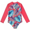 thumbnail image 2 of BULLPIANO Girls Long Sleeve Swimsuit One Piece Rash Guard Swimwear Quick Dry Kids Bathing Suits for Girls, Size 5-6 Years, 2 of 8