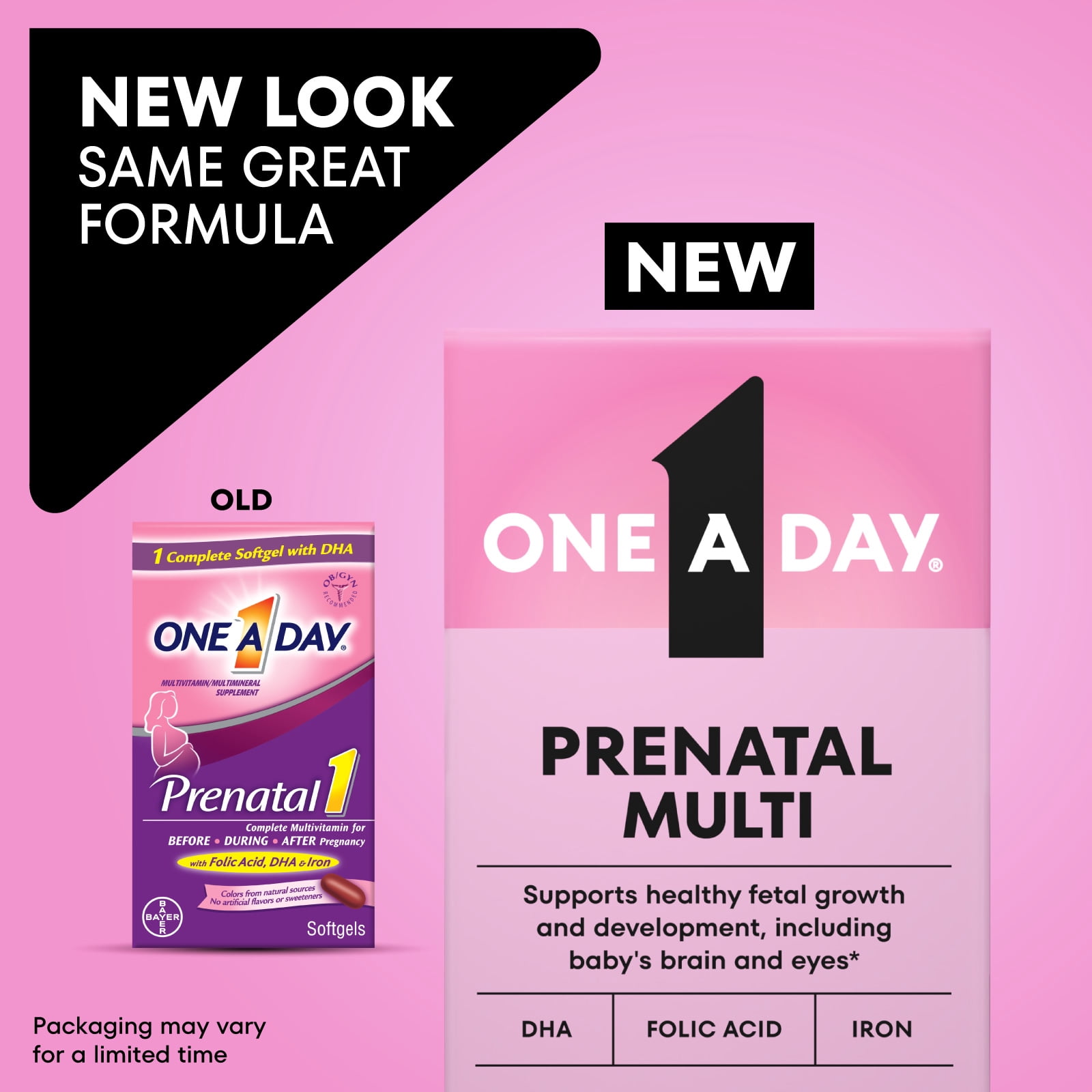 One A Day Women's Prenatal Multivitamin with Folic Acid, DHA and Iron, 60 Ct