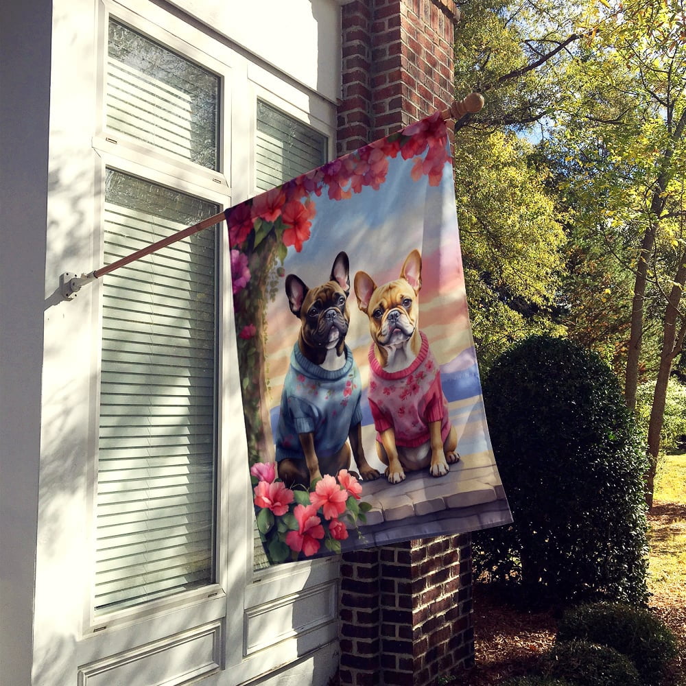 French Bulldog Two Hearts House Flag 28 in x 40 in