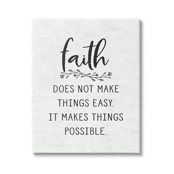 Stupell Industries Encouraging Faith Quote Rustic Botanical Sprig Design Graphic Art Gallery Wrapped Canvas Print Wall Art, Design by Lettered and Lined