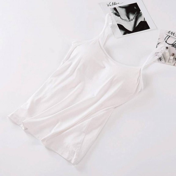 Deepwonder Women's Stretch Cotton Vest With Built-in Shelf Bra Fashion Lady Comfortable Without Rims With Chest Pad Sports Home Camisole Home Halter Tank