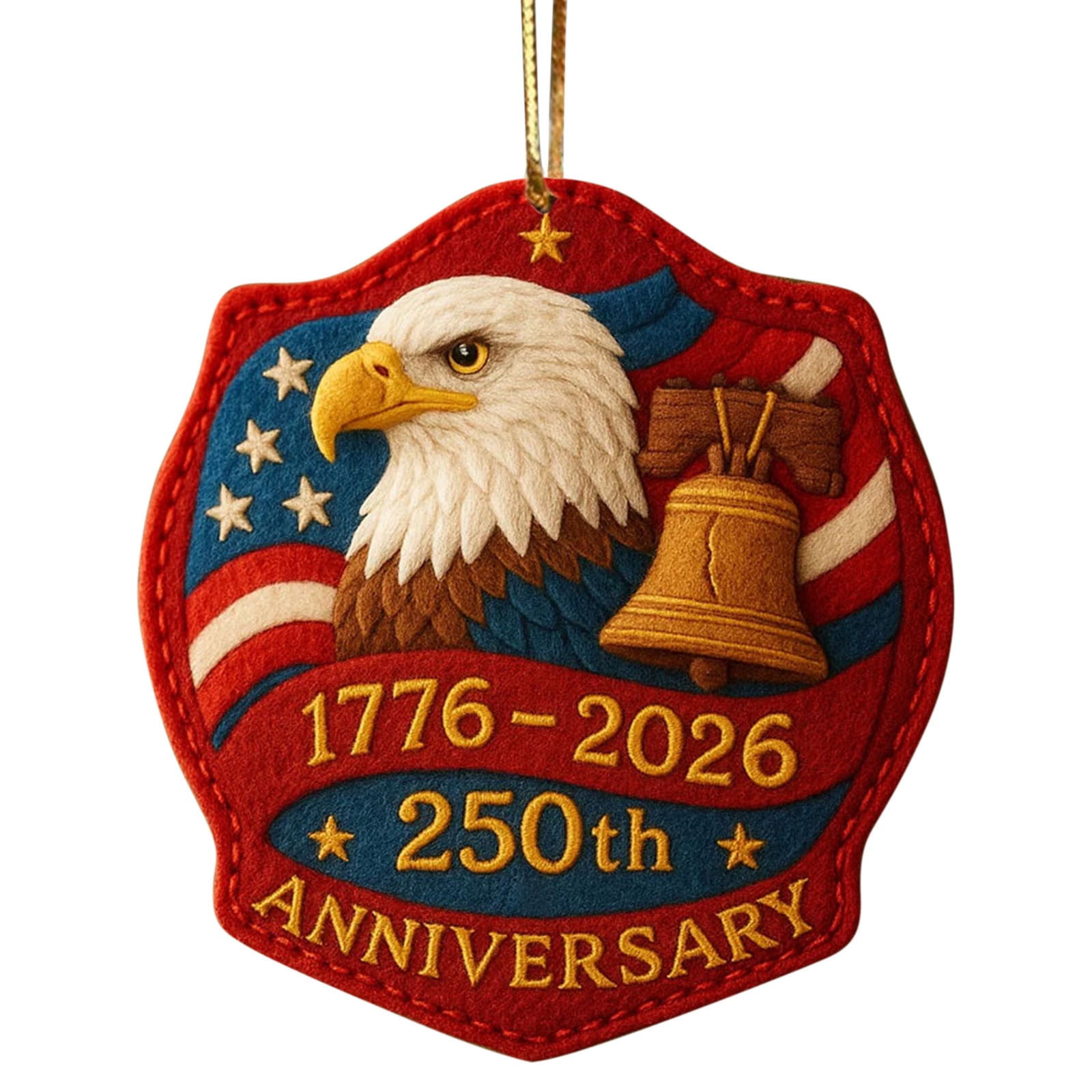 United States 250th Anniversary Ornaments, 250th Anniversary Acrylic Christmas Ornament – 1776-2026 Red & Gold Patriotic Christmas Tree Hanging Decor, Shatterproof Holiday Ornament Gift (2PCS)