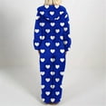 thumbnail image 4 of SERTG Womens Heart Print Hooded Sleepwear Fleece Pajamas Fall Winter Zipper Front One-Piece Outfit Jumpsuit(Blue,M), 4 of 5