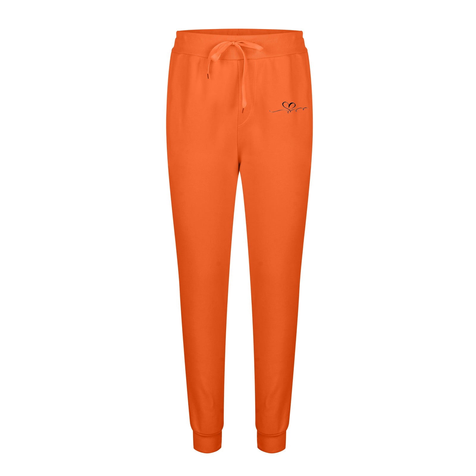 Jogger Sets for Women 2 Piece Baggy Fit Funny Heart Print Track Suits Soft Solid Color Sweatsuits Set with Pockets