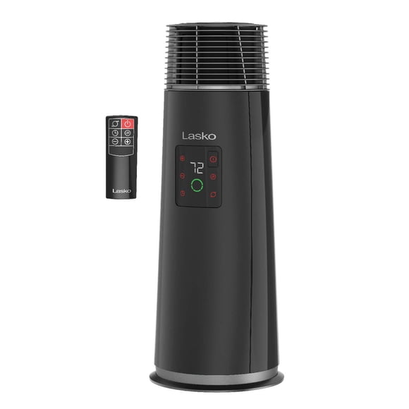 Calentador de torre de cerámica Lasko con oscilación de 360 grados, 1500 W, negro