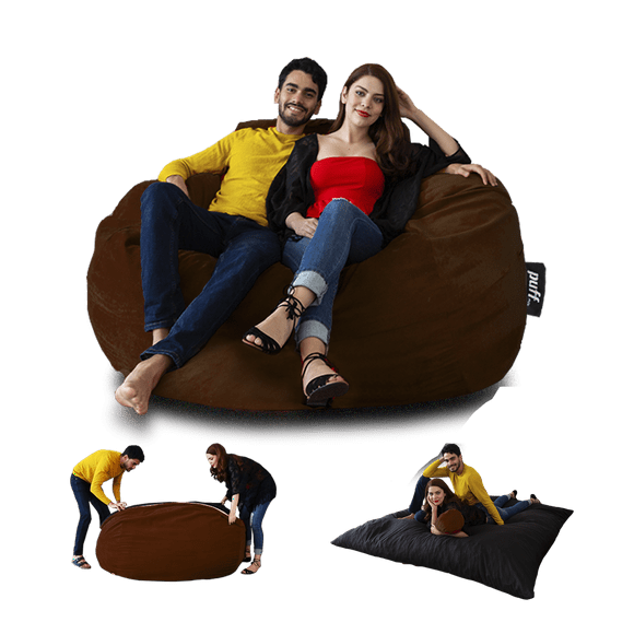 Sillón Puff Mx Puff Gamuza Chocolate Queen size