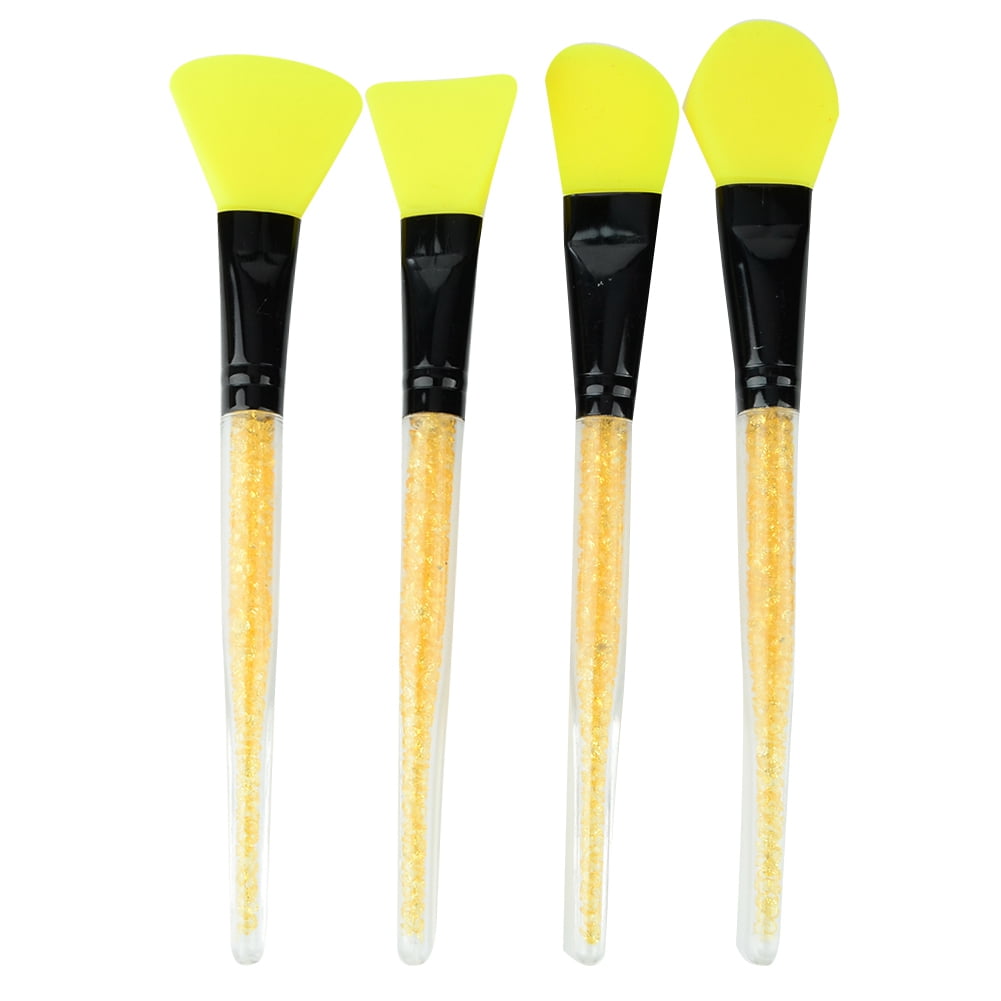 Tebru 4pcs Silicone Mask Brush Rhinestone Handle Cosmetic Brush Face