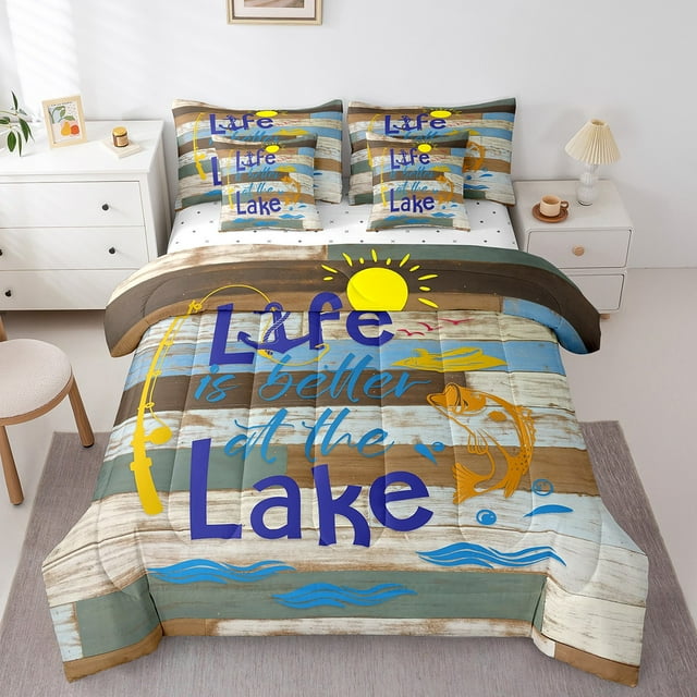YST Ensemble de Douillette 7 Pcs, Vie au Bord du Lac, Décor Rétro de Ferme en Bois, Format Simple