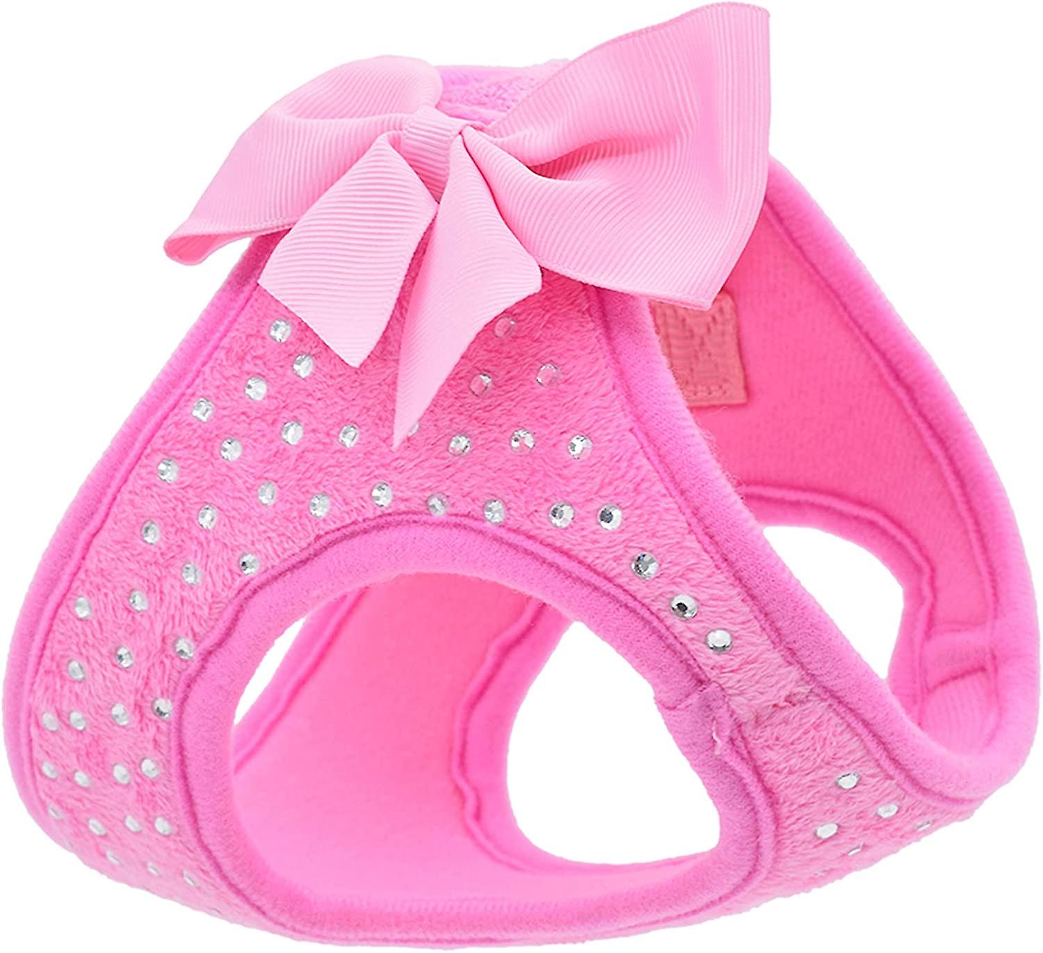 Pink Girl Dog Harness Small Cute Puppy Harness With Bow, Bust 16.53