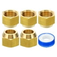 thumbnail image 1 of Tuerca de Flare de Latón SAE 3/4 Uxcell, Paquete de 5, Conexión de Tubo de Cobre Flare a 45 Grados, Tapa de Conexión de Tubo de Latón con Cinta Brillante, 1 of 7