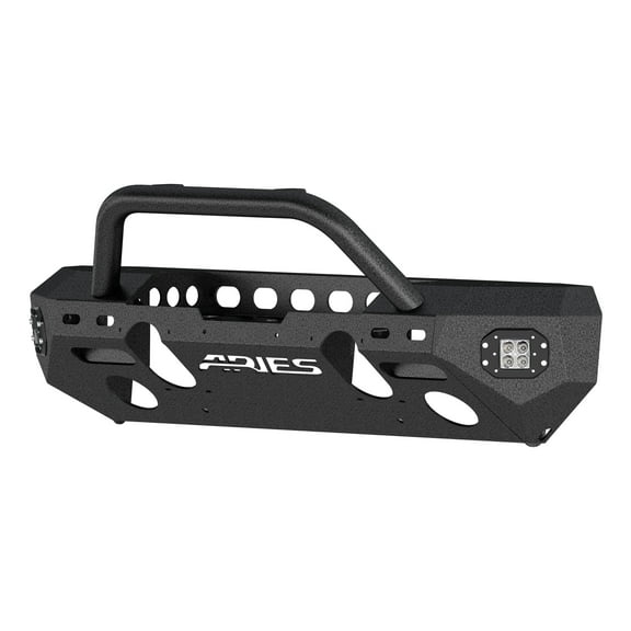 ARIES 2082058 TrailChaser Black Aluminum Front Bumper with LED Lights and Winch Mount, Select Jeep Wrangler JK Fits select: 2008,2015-2017 Jeep