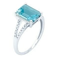 thumbnail image 2 of 10k White Gold Genuine Emerald-Shape Blue Topaz and Split-Shank Diamond Ring, 2 of 5