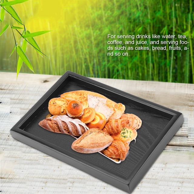 Black Solid Wood Serving Tray, Rectangle Tray for Tea Coffee Snack Food Meals Plate(22 * 15cm)