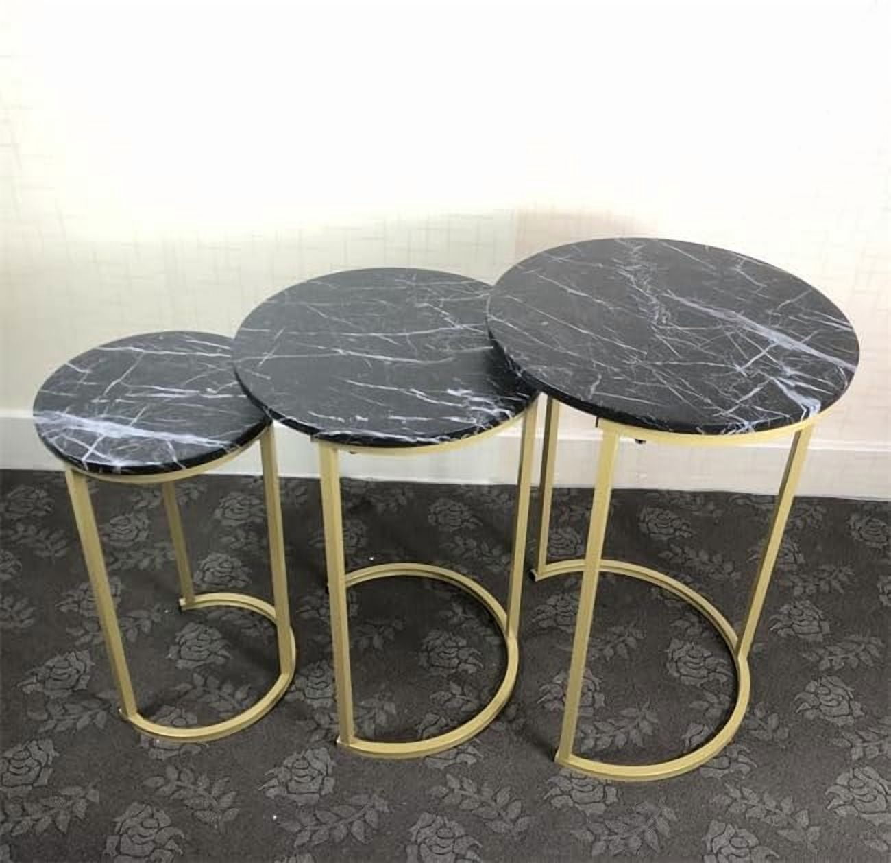 HYGRAD BUILT TO SURVIVE Set of 3 Round Wooden/Steel Nesting Side Stacking Sofa Side Coffee Tables, Small Space Coffee Tea Table for Hallway Living Room Bedroom, Home, Office