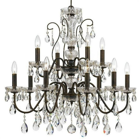 12 Light Chandelier in Minimalist Style 29 inches Wide By 29 inches High-Hand Cut Crystal Type-English Bronze Finish Bailey Street Home 49-Bel-3362010