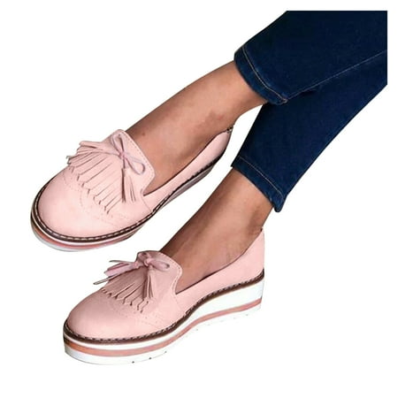 

Cathalem Casual Japanese Casual Round-Toe Fashion Tassel Women s Lace Flat Shoes Women s casual shoes Women s Casual Shoes Size 5 Pink 8.5