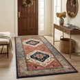 thumbnail image 2 of Washable Runner Rug 2' x 6', Non Slip Low Pile Hallway Kitchen Rug Runner, Soft Vintage Boho Indoor Entryway Rug, Rust & Navy, MOURZAORS, 2 of 8