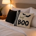 thumbnail image 7 of Halloween Throw Pillow Cover Ghost Bat Print Linen Cushion Case 18x18 Soft Breathable Hidden Zipper for Sofa Chair Holiday Decor by MPOISVA, 7 of 7