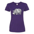 thumbnail image 2 of Black and White Mosaic Retro Mandala Rhino Animal Lover Womens Graphic T-Shirt, Purple, 2XL, 2 of 4
