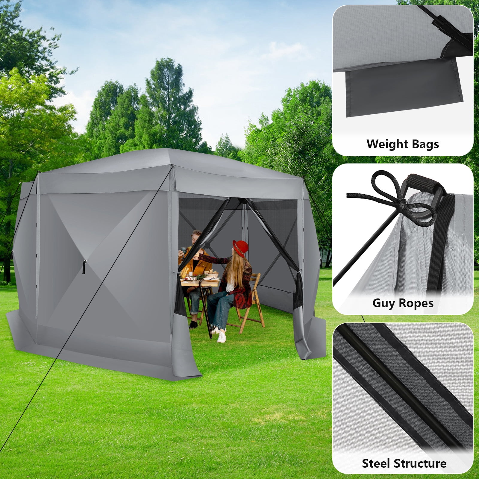 COBIZI Extra Large Gazebo 15x15 Pop-Up Canopy Tent with Mosquito