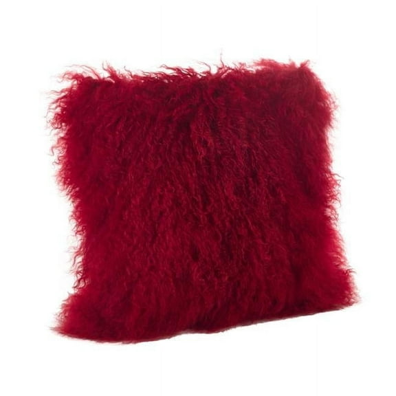 Saro Lifestyle 100% Wool Mongolian Lamb Fur Poly Filled Throw Pillow
