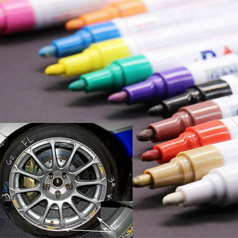 12Pcs New 12 Colors Waterproof Pen Car Tyre Tire Pen Permanent Paint Markers  Oil Marker Pen stationery item 
