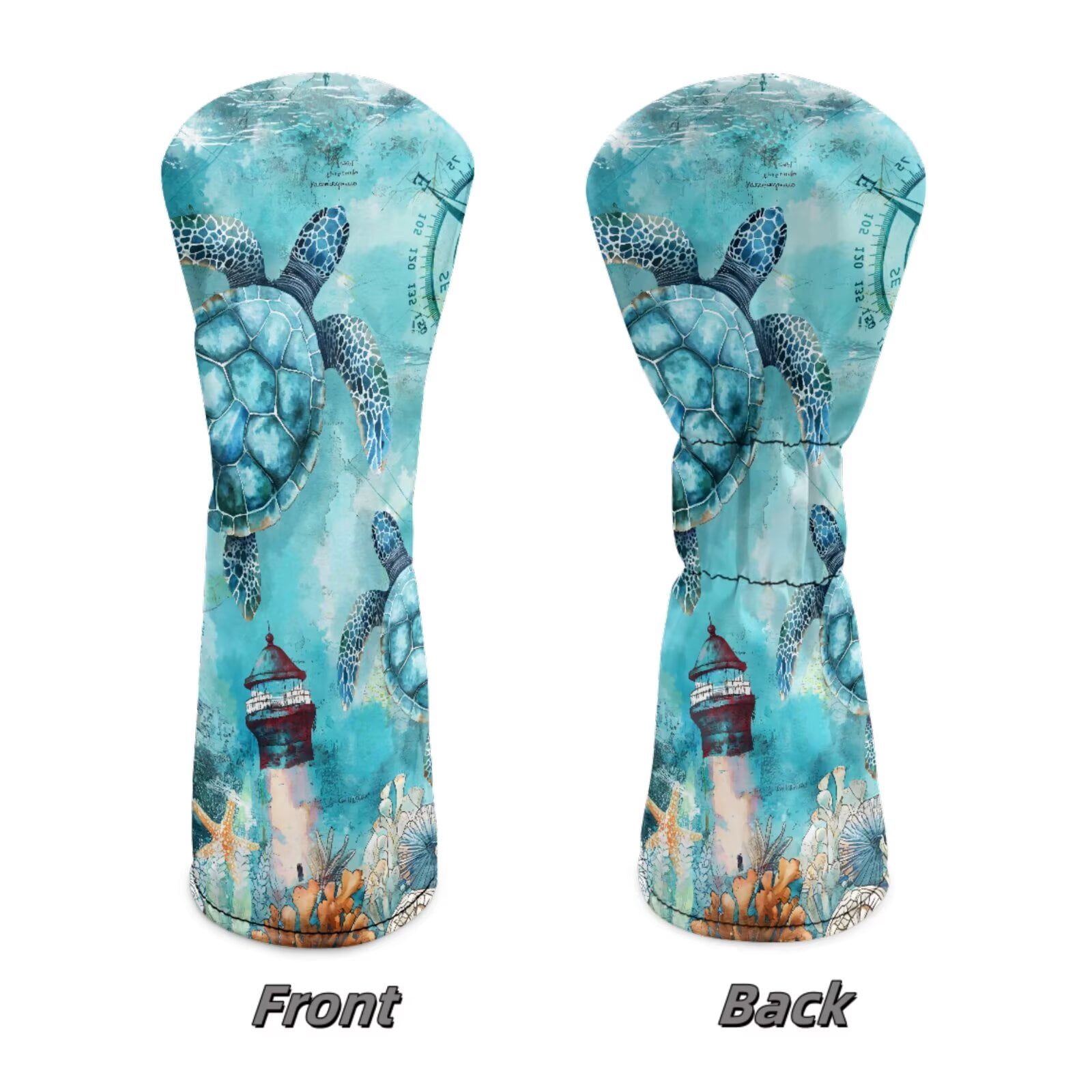 Uorisanigo Golf Club Head Covers Set 3 Pack, Blue Turtle Golf Driver Headcover Fairway Wood Headcover Hybrid Club Head Cover Fit Most Golfs Clubs with Soft Lining for Extra Clubs Protection