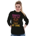 thumbnail image 3 of Gamer Namaste Inside Video Gaming Pun Women Plus Size Long Sleeve Graphic Tee Brisco Brands 2X, 3 of 5