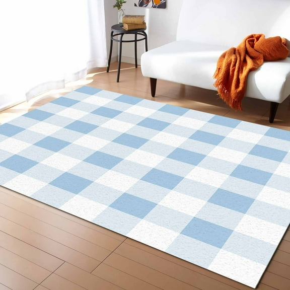 Coral velvet Blue Sky Checkered Pattern In Spring Living Room Floor Mat Children's Bedroom Bedside Carpet Kitchen Door