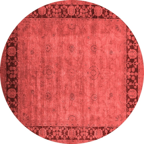 Ahgly Company Indoor Round Oriental Red Industrial Area Rugs, 7' Round