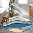 thumbnail image 3 of Round Rugs 3Ft, Blue Beige Ombre Round Area Rug Washable Indoor Throw Carpet, Geometric Moire Abstract Modern Small Non Slip Circle Rug for Bedroom Living Room Home Decor Aesthetic, 3 of 8