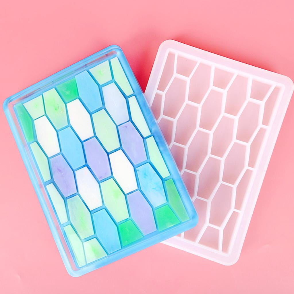 Osdhezcn Honeycomb Rectangle Tray Epoxy Resin Mold Serving Board Fruit Snack Plate Silicone Mould DIY Crafts Jewelry Holder Mold