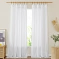 thumbnail image 3 of NICETOWN White Semi-Sheer Curtains for Bedroom, Linen Textured Privacy Light Filtering Vertical Drapes Rod Pocket & Back Tab Flax Blend Drapes, 52"x 84", 2 Panels, 3 of 6