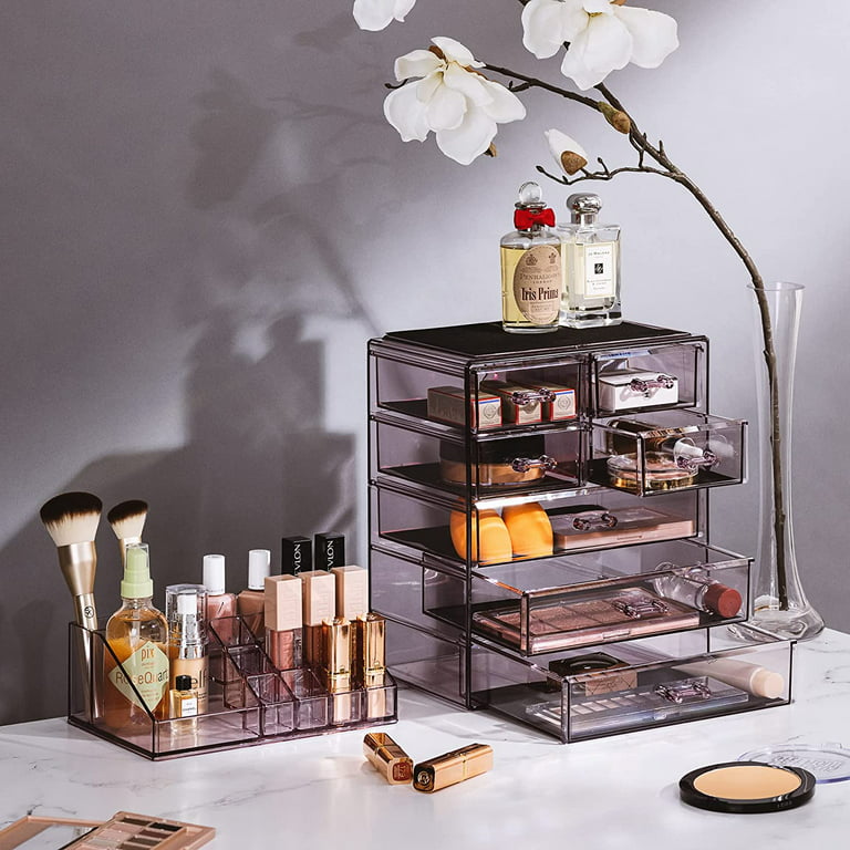 Beautify Makeup Organiser, Grey Velvet Cosmetic Storage Caddy with