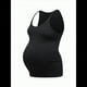 thumbnail image 2 of Camisetas de Maternidad Sin Mangas con Fruncido Lateral Acanalado, Camiseta Básica para el Embarazo Negro S, 2 of 6