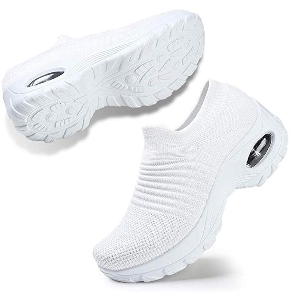 Women's Walking Shoes Sock Sneakers Slip on Mesh Platform Air Cushion