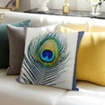 thumbnail image 3 of BANET Modern Minimalist Feather Print Pillowcase Suitable for Living Room Decoration Square Sofa Cushion Cover, Bedroom Bed Pillow Cover. White, 3 of 5