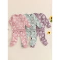 thumbnail image 2 of RSRZRCJ Toddler Baby Girl Fall Outfits Floral Print Long Sleeve Sweatshirts Long Pants 2Pcs Clothes Set, 2 of 8