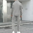 thumbnail image 5 of Kakii Men's Solid Color Track Suit, Full-Zip Collared Jacket and Matching Joggers with Utility Pockets, Casual Athletic Set, 5 of 8