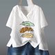 thumbnail image 2 of Tops estampados de manga corta de ocio con cuello en V de verano a la moda para mujer Fridja  zx3586, 2 of 4