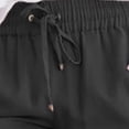 thumbnail image 3 of CEHVOM Women Casual Cotton And Linen Solid Drawstring Elastic Waist Long Straight Pants, 3 of 5
