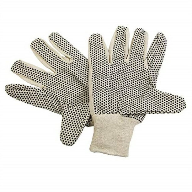 [12 Pairs Large] Cotton Canvas Knit Protection Work Gloves with Black