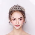 thumbnail image 3 of Bride Tiara Dainty Rhinestone: Princess Tiara Wedding Party Crown with Hair Comb, 3 of 6