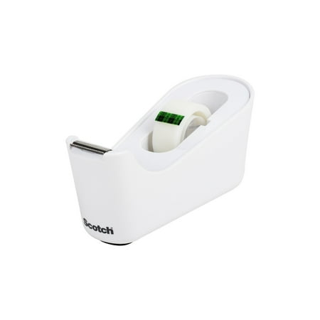 Scotch White Tape Dispenser, Includes Tape, Holds up to 1" Core, 1 Dispenser