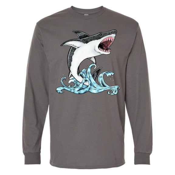 Inktastic Great White Shark Jumping Long Sleeve T-Shirt