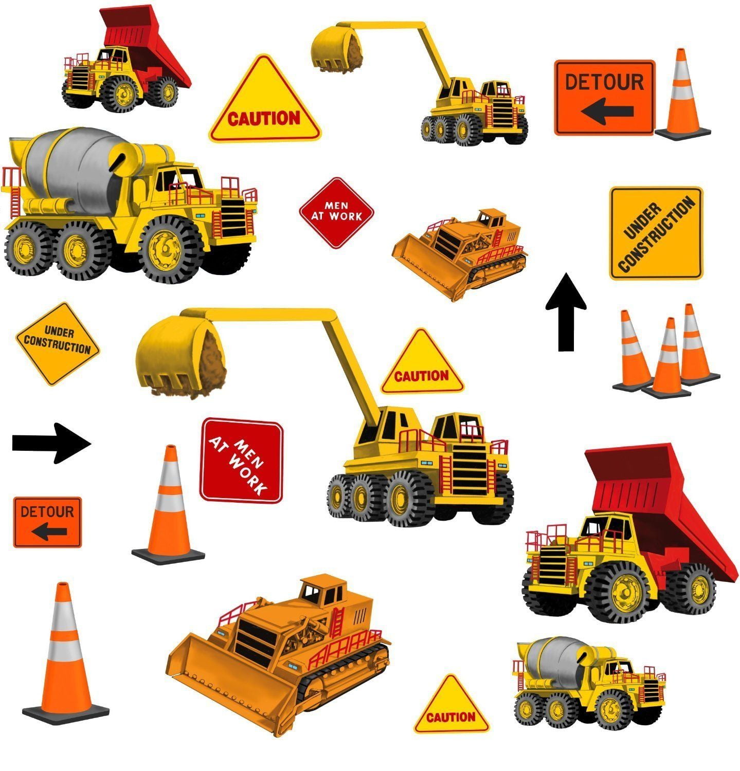 Under CONSTRUCTION 23 BIG Wall Stickers Bedroom Decals Room Decor