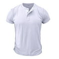 thumbnail image 2 of Mens Henley T-shirts Cotton Short Sleeve Shirts Solid Color Casual Slim Fit Summer Tops for Everyday Wear, 2 of 6