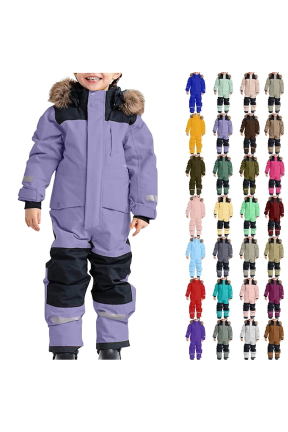1-15Years Snowsuit Children Boys Ski Suit Kids Girls Boys Colorful Siamese Snowsuits Ski Suits Jackets Winter Jumpsuits