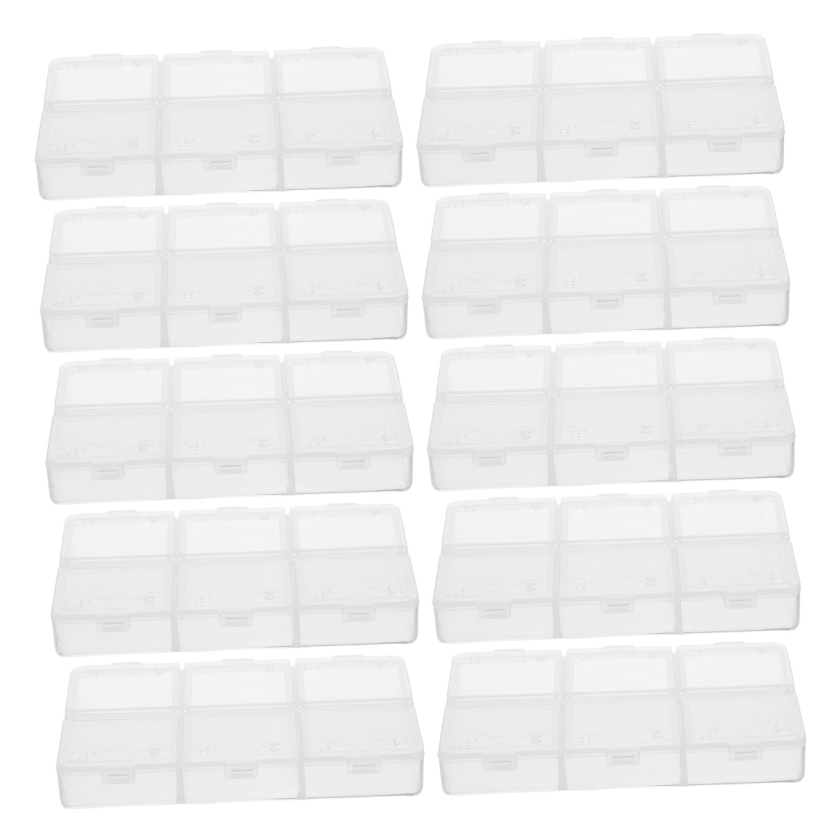 DEEPCRAFF 10Pcs Transparent Plastic Compartment Boxes for Bead Storage and Craft Tool Organization