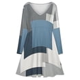 thumbnail image 3 of Geometric Modern Art Blue Gray Black Long Sleeve Dresses For Women Vintage Elegant Party Dress Oversized V-neck Dress S-8XL, 3 of 7